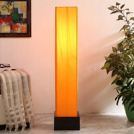Cicely Yellow Cotton Shade Floor Lamp