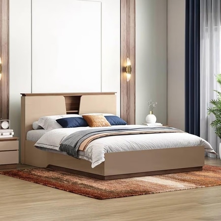 Sydney King Size Hydraulic Bed In Beige High Gloss Finish