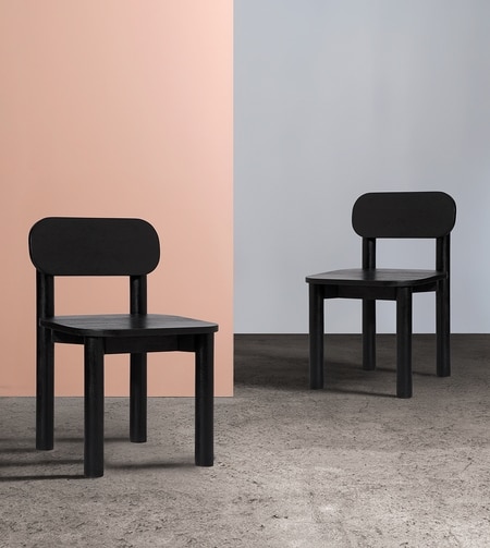wanderout × yool yo chair black Yoyo Solid Wood Dining Chair in Black Colour