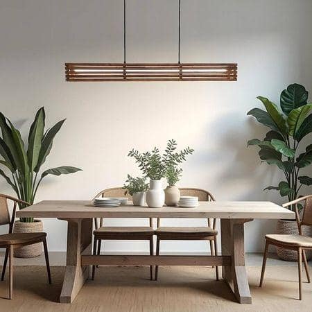Elegant Baton Brown Solid Wood Single Hanging Light