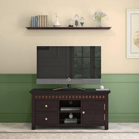 Fidora Solid Wood Free Standing TV Unit in Mahogany Finish