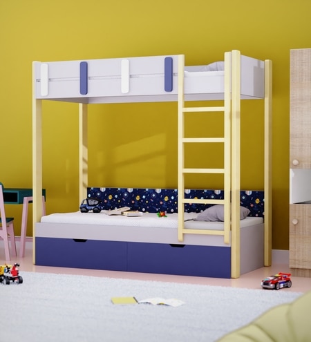 Pine Tree Single Size Bunk Bed In Silver Grey Colour