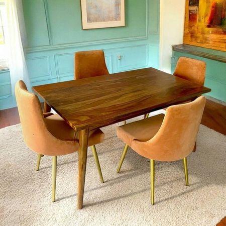 Oakmont Sheesham Wood Mid Century 4 Seater Dining Table Set