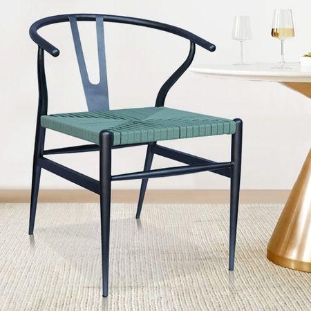 Sigma Wishbone Metal Dining Weaving Chair Gun Metal in Grey