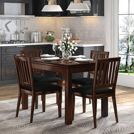 Diner 4 Seater Dining Table In Dark Walnut Finish