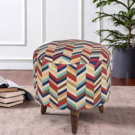 Milo Solid Wood  Ottomon in  Multicolor Colour