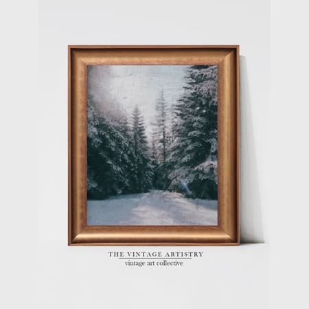 Artistry Winter Pine Trees Canvas Wall Prints Canvas Wall Prints Set of 1 Multicolor Matte