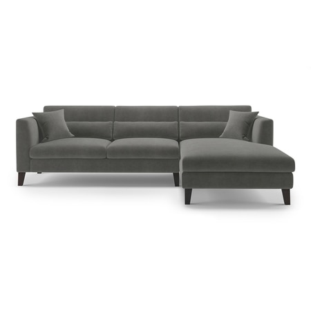 Lewis Sectional Sofa (Colour : Ash Grey Velvet, Cushion : Soft, Seater : Right Aligned 3 Seater + Right Aligned Chaise)