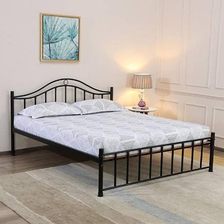 Morris Metal Queen  Size Bed Without Storage (Black Finish)