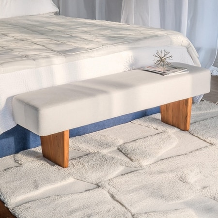 Andaman Avis Solid Wood Bench in Off White Colour