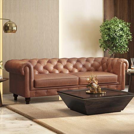 Winchester 3 Seater Luxury Italian Leather Sofa In Cognac