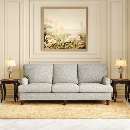 Ophelia 3 Seater Fabric Sofa In Monochrome Paisley Colour