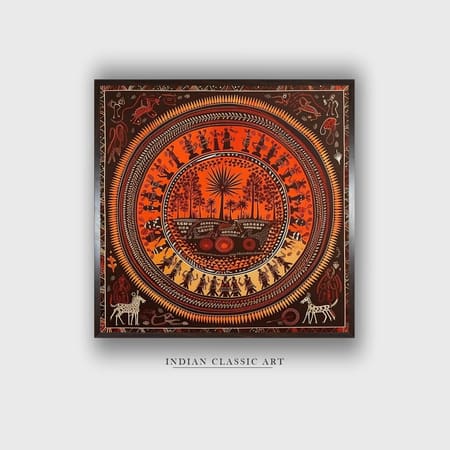 Warli Canvas Wall Prints Canvas Wall Prints Set of 1 Multicolor Matte