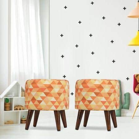 Avalon Solid Wood  Ottomon in  Yellow Colour