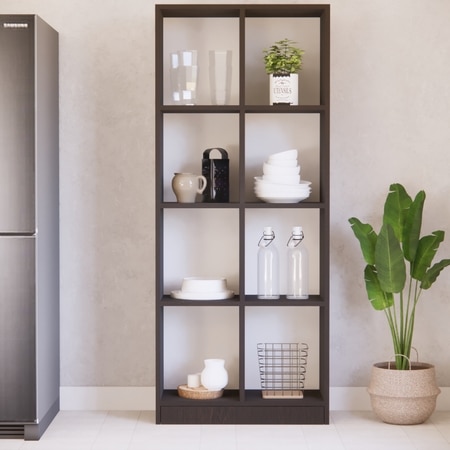8 Shelves Open Multipurpose Matrix Kitchen Cabinet In Chiyoda Wange Finish