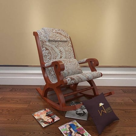 Raycine Solid Wood Rocking Chair in Beige Colour
