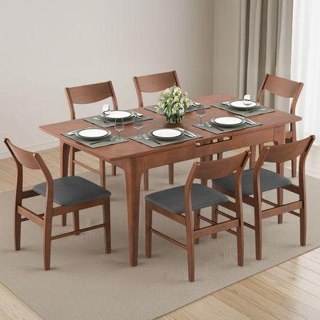 Ramanda 4 To 6 Extendable Augusta 6 Seater Dining Set Colour Grey Finish Dark Walnut