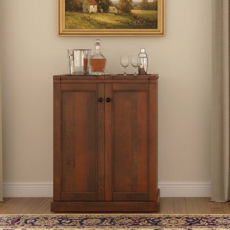 Caledonia Solid Wood Bar Cabinet (Honey Finish)