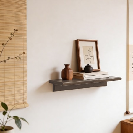 Moda Small Solid wood Wall Shelf In Danish Walnut