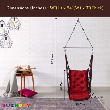 Swingzy Soft Leather Velvet Hanging Swing Chair for Adults Cotton Red