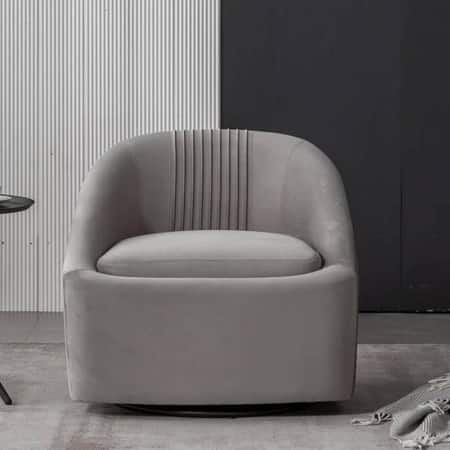 Chrishun Solid Wood Accent Chair in Grey Colour