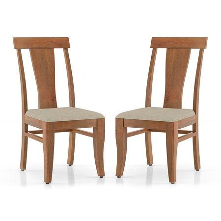 Fabio Dining Chair Set Of 2 In Fabric Macadamia Brown And Finish Amber Walnut