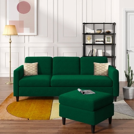 Monznij Sectional Fabric Sofa - Green