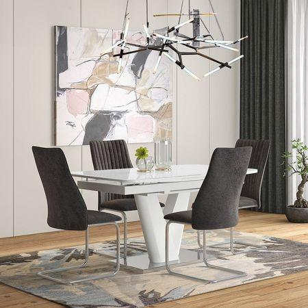 Ingrid Fabric Dining Chair Set Of 2 In Grey Colour