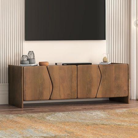 Koro Solid Wood TV Cabinet In Amber Walnut Finish