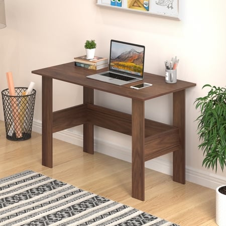 BLUEWUD Efflino Engineered Wood Study and Computer Laptop Table for Home or Office, WFH Desk, with Storage for Books and D�cor Display for Adults Kids Students (Brown Maple, Standard)