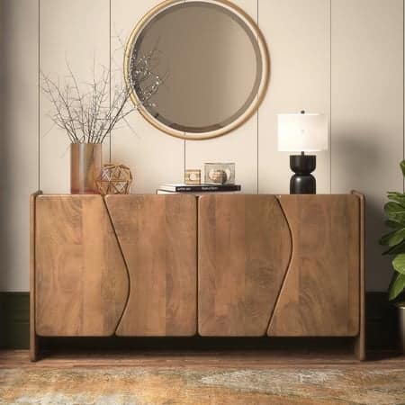 Koro Solid Wood Sideboard In Amber Walnut Finish