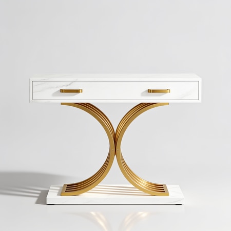 White Gold Curve Console Table