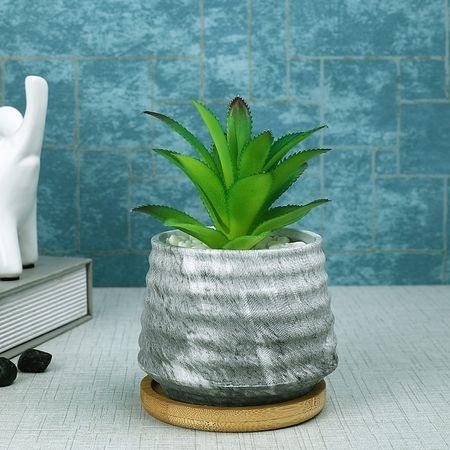 White 1 Pieces Succulent Artificial Plant With Pot