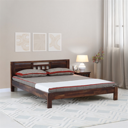 Misty Z Solid Wood Sheesham King Size Bed in Provincial Teak Finish