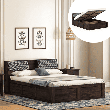 Jennings King Size Hydraulic Storage Bed in American Walnut