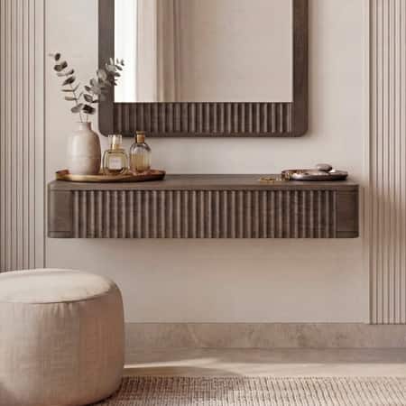 Toledo Solid Wood Wall Mounted Dresser In Danish Walnut Finish