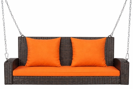 Carry Bird Wicker Patio Furniture Outdoor Balcony Swings In Brown And Orange Colour