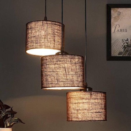 Porter Brown Natural Fiber Cluster Hanging Light