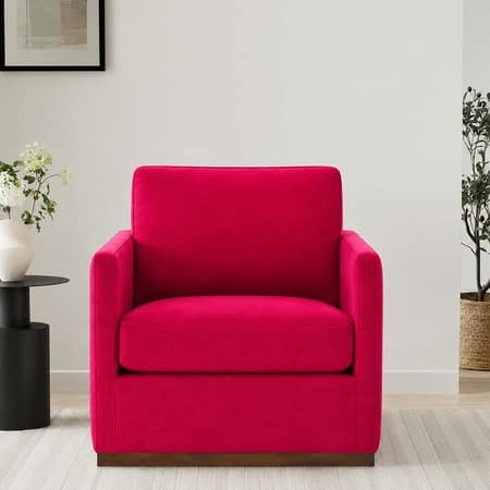 Bobby Boucle Fabric Lounge Chair in Red Colour