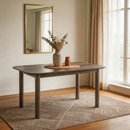 Dane Solid Wood 6 Seater Compact Dining Table In Danish Walnut Finish