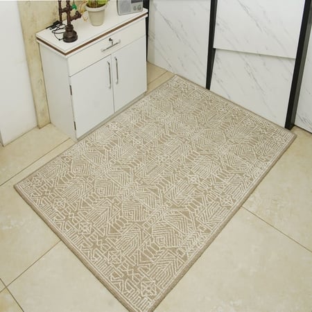 Novato Wool Rectangle Carpets Hand Tufted in Taupe Colour