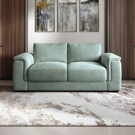 Miles 2 Seater Bamboo Fabric Sofa In Sky Blue Fabric