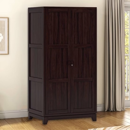 Magellan Solid Wood 2 Door Wardrobe in Mahogany Finish