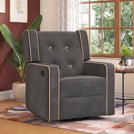 Irene One Seater Rocker Swivel Recliner in Space Grey Velvet Colour