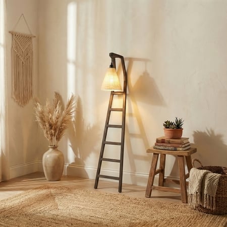 Stairway Beige Jute Floor Lamp with Beige Jute Base