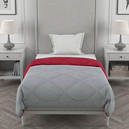 Ekiya 
Dark Pink-Smoke White Solid 250 Gsm Microfiber Single Bed Comforter