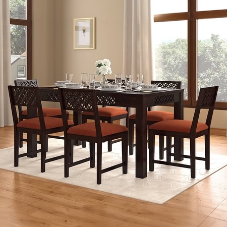 Alaca 6 Seater Dining Table In Mango Mahogany Finish