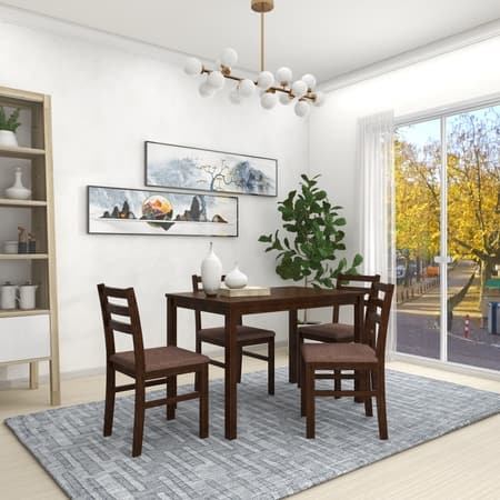 Seattle Starter Dining Set 1+4 (Rubberwood, Dark Cappuccino Finish)