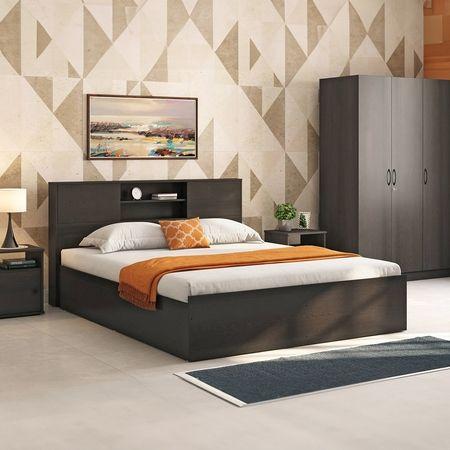Amy Engineered Wood King Size Box Storage Bed In Dark Wenge Finish