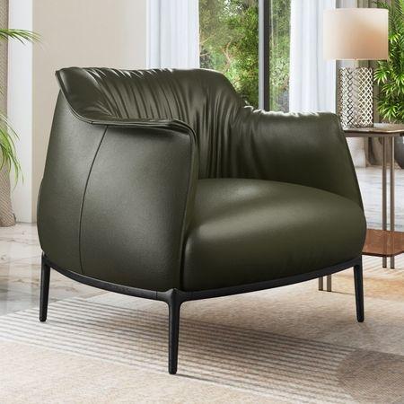 Odette Lounge Chair In Army Green Leather